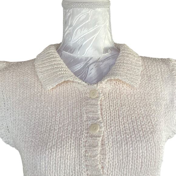Vintage 90s Ivory Knit Button Down Coquette Cottage Sweater Vest Size Small - Picture 5 of 16